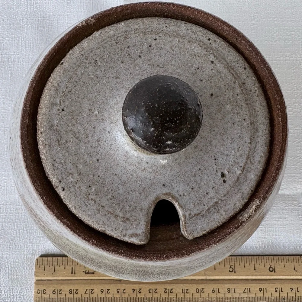 Signed 1981 Campbell Studio Pottery Lidded Jar Drip Glaze Stoneware Canister - Picture 11 of 12